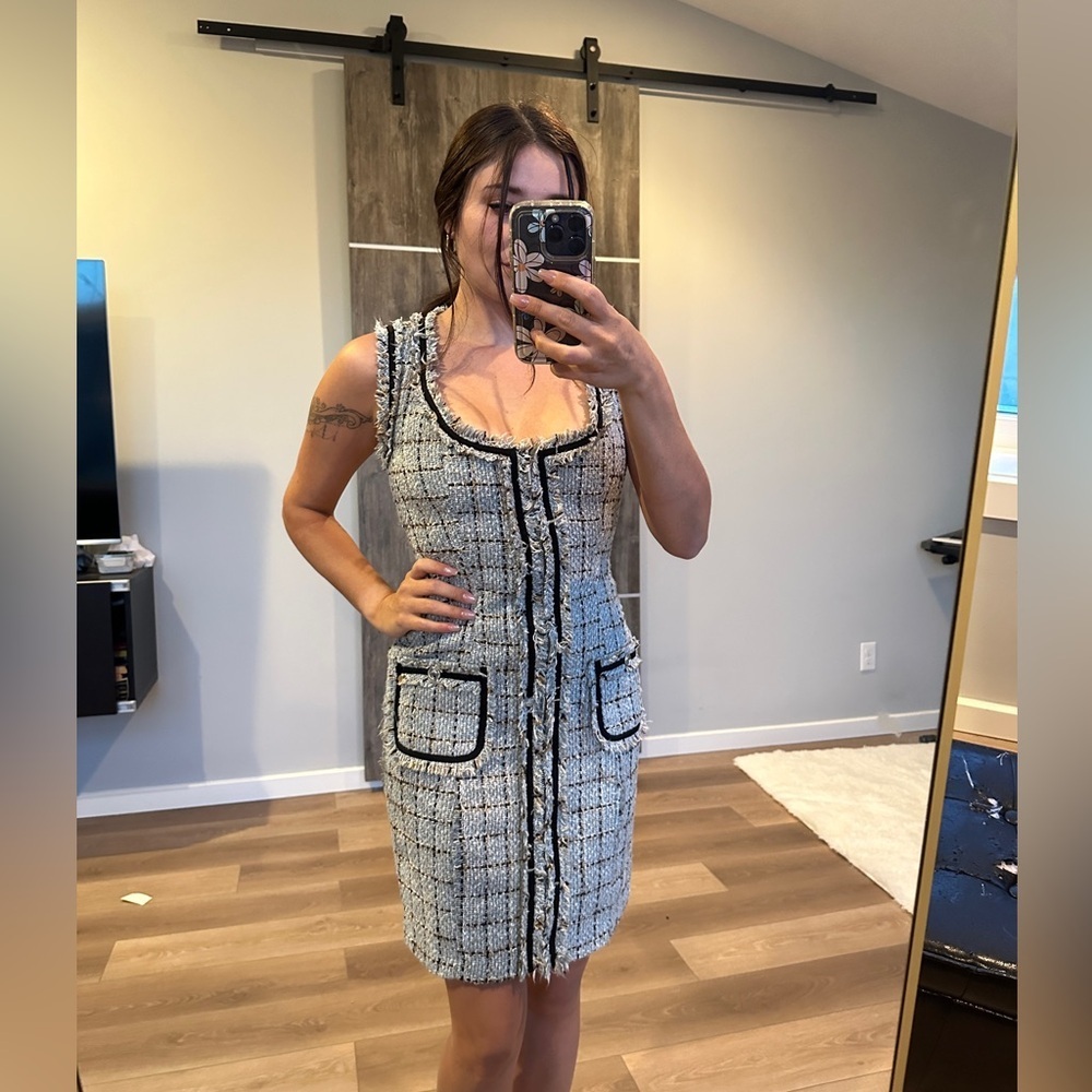 Guess Blue and White Tweed Dress| size 0